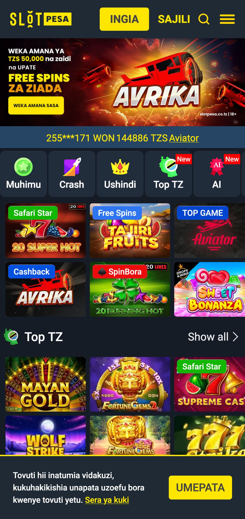 SlotPesa official website