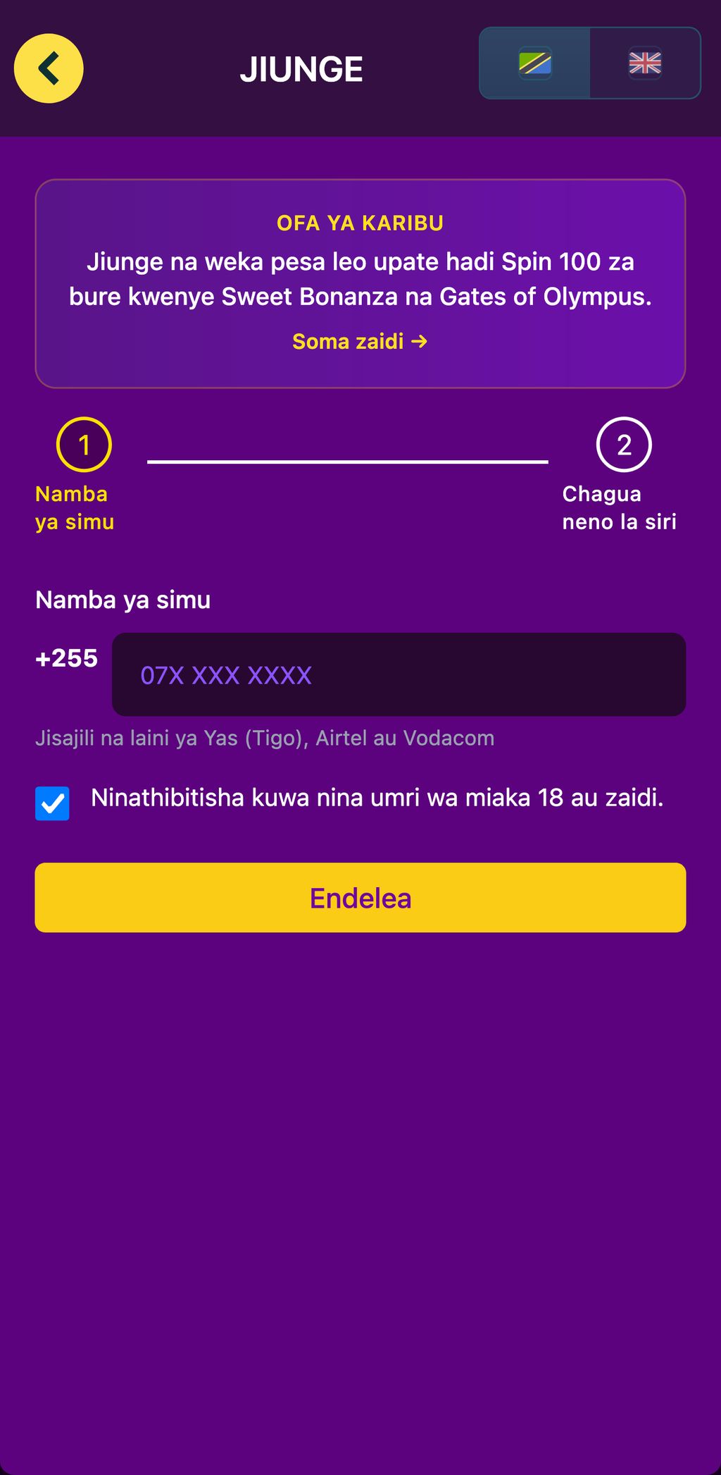 Bongobongo Tanzania registration
