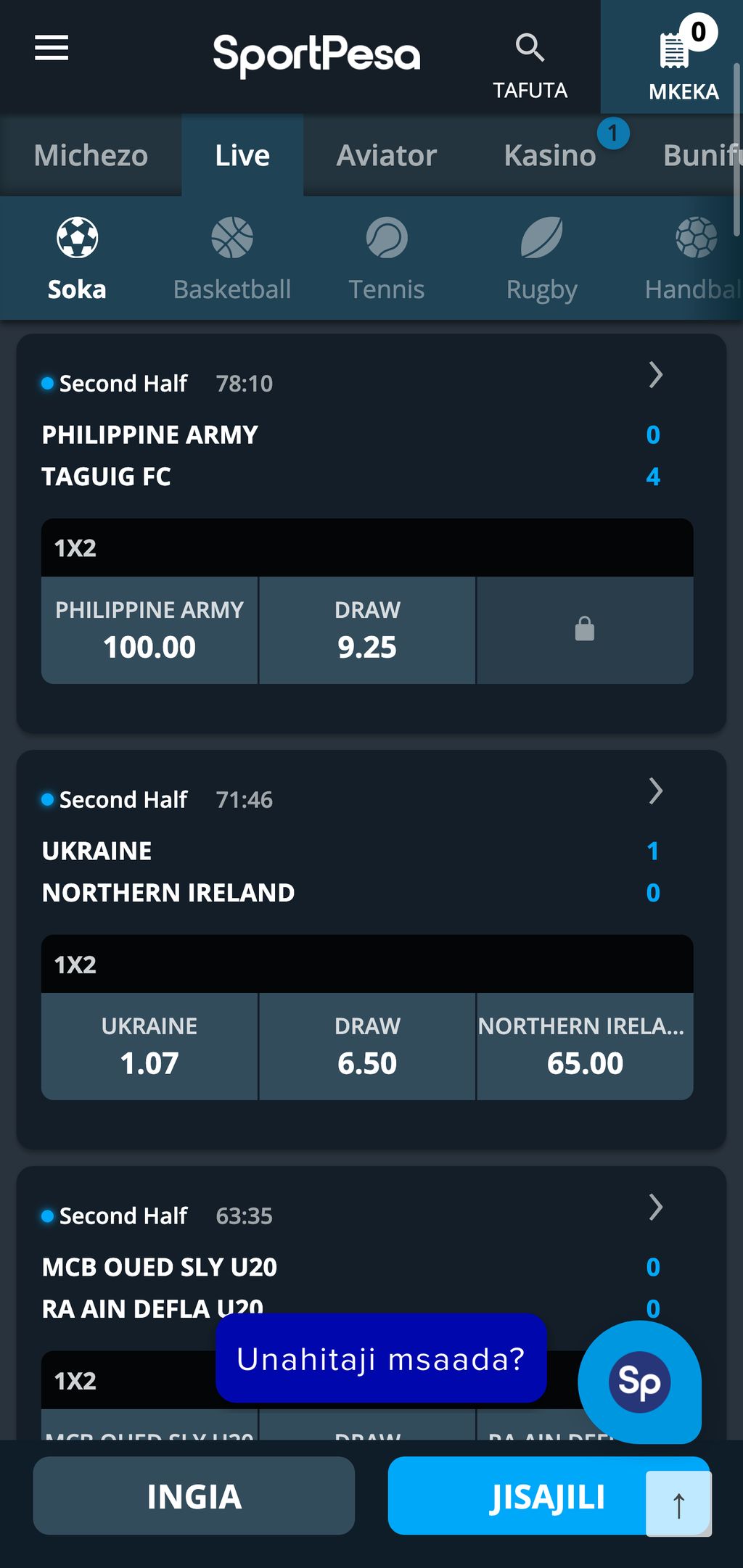 SportPesa live betting