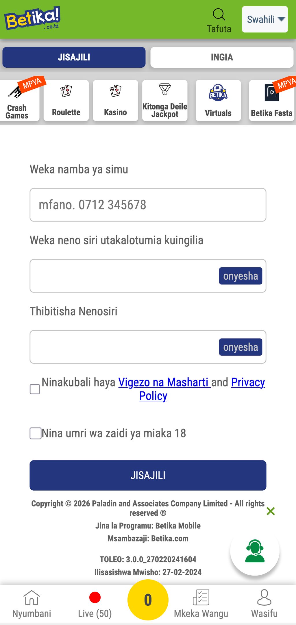 Betika registration